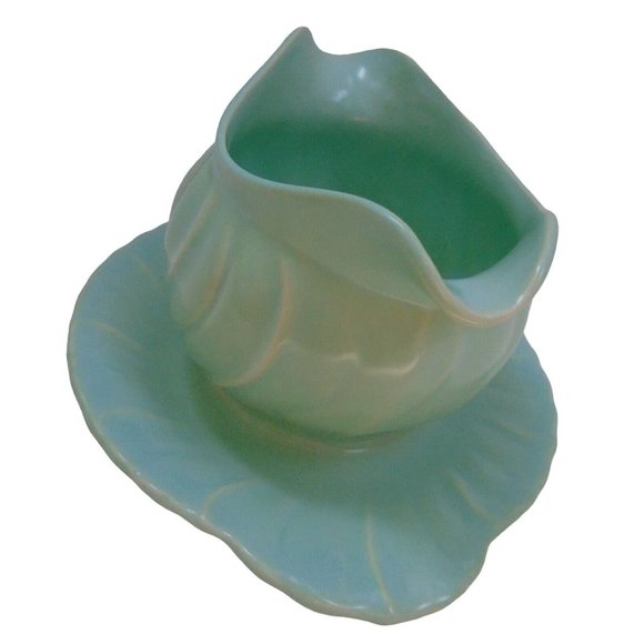 Franciscan Coronado Swirl Vintage Gravy Sauce Boat Turquoise Green 8 by 4 Inches - Picture 3 of 4